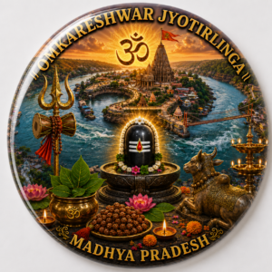 "OMKARESHWAR JYOTIRLINGA"58 MM ROUND FRIDGE MAGNET
