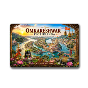 "OMKARESHWAR JYOTIRLINGA"85*54 MM RECTANGLE PVC GLITTER FINISH FRIDGE MAGNET