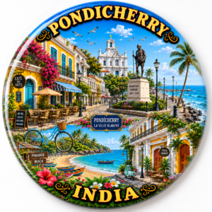 "PONDICHERRY"58 MM ROUND FRIDGE MAGNET
