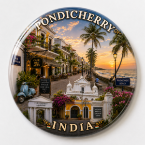 "PONDICHERRY"58 MM ROUND FRIDGE MAGNET
