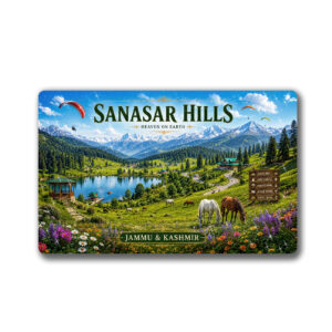 "SANASAR HILLS"85*54 MM RECTANGLE PVC GLITTER FINISH FRIDGE MAGNET