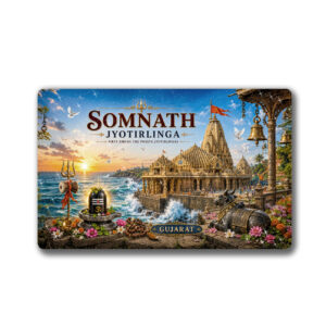 "SOMNATH JYOTIRLINGA"85*54 MM RECTANGLE PVC GLITTER FINISH FRIDGE MAGNET