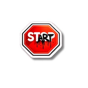 "STOP OR START"STICKER
