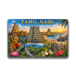 "TAMIL NADU" 85*54 MM RECTANGLE PVC GLITTER FINISH FRIDGE MAGNET