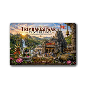 "TRIMBAKESHWAR JYOTIRLINGA"85*54 MM RECTANGLE PVC GLITTER FINISH FRIDGE MAGNET
