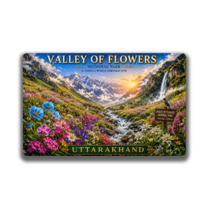 "VALLEY OF FLOWERS" 85*54 MM RECTANGLE PVC GLITTER FINISH FRIDGE MAGNET