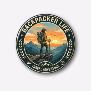 "BACKPACKER LIFE" 44MM/58MM ROUND PIN BADGE