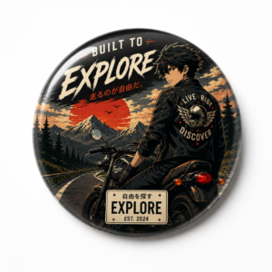"BUILT TO EXPLORE" 44MM/58MM ROUND BADGE