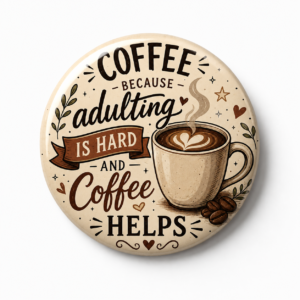 "COFFEE QUOTE" 44MM/58MM ROUND PIN BADGE