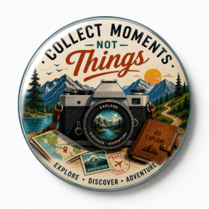" COLLECT MOMENTS NOT THINGS" 44MM/58MM ROUND PIN BADGE