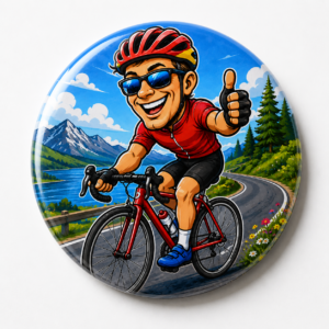"CYCLIST" 44MM/58MM ROUND PIN BADGE
