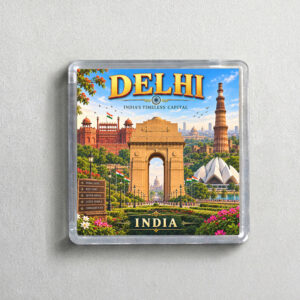 "DELHI" 2X2 INCHES SQUARE ACRYLIC FRIDGE MAGNET