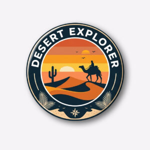 "DESERT EXPLORER" 44MM/58MM ROUND PIN BADGE