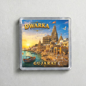 "DWARKA" 2X2 INCHES SQUARE ACRYLIC FRIDGE MAGNET