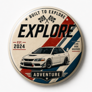 "EXPLORE ADVENTURE" 44MM/58MM ROUND PIN BADGE