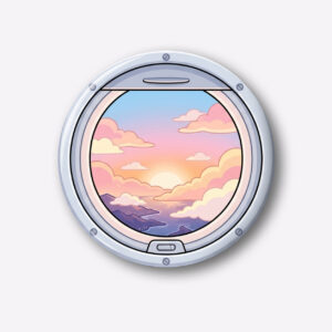 "FLIGHT WINDOW" 44MM/58MM ROUND PIN BADGE