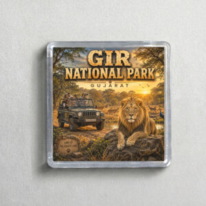 "GIR NATIONAL PARK" 2X2 INCHES SQUARE ACRYLIC FRIDGE MAGNET