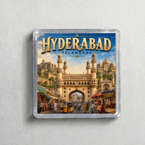 "HYDERABAD" 2X2 INCHES SQUARE ACRYLIC FRIDGE MAGNET