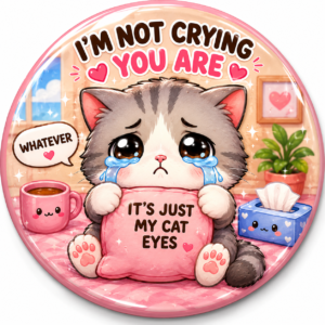 "I AM NOT CRYING" 44MM/58MM ROUND PIN BADGE