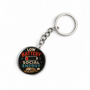 "LOW BATTERY SOCIAL ENERGY 2" ROUND 44 MM/58 MM KEYCHAIN