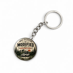 "MODIFIED FOR ADVENTURE" ROUND 44 MM/58 MM KEYCHAIN