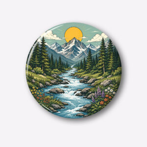 "MOUNTAIN RIVER ADVENTURE" 44MM/58MM ROUND PIN BADGE