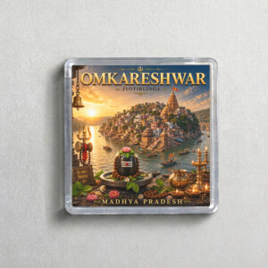 "JYOTIRLINGA OMKARESHWAR" 2X2 INCHES SQUARE ACRYLIC FRIDGE MAGNET