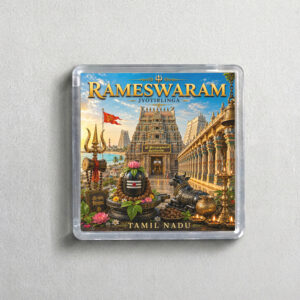 "JYOTIRLINGA RAMESWARAM" 2X2 INCHES SQUARE ACRYLIC FRIDGE MAGNET