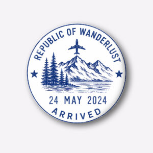 "REPUBLIC OF WANDERLUST" 44MM/58MM ROUND PIN BADGE