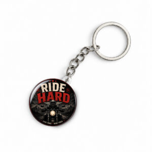 "RIDE HARD" ROUND 44 MM/58 MM KEYCHAIN
