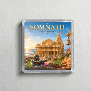 "JYOTIRLINGA SOMNATH" 2X2 INCHES SQUARE ACRYLIC FRIDGE MAGNET