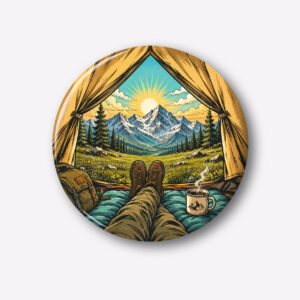 "VIEW FROM MY TENT" 44MM/58MM ROUND PIN BADGE