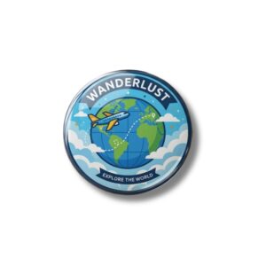 "WANDERLUST" 44MM/58MM ROUND PIN BADGE
