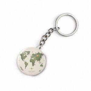 "WORLD MAP" ROUND 44 MM/58 MM KEYCHAIN